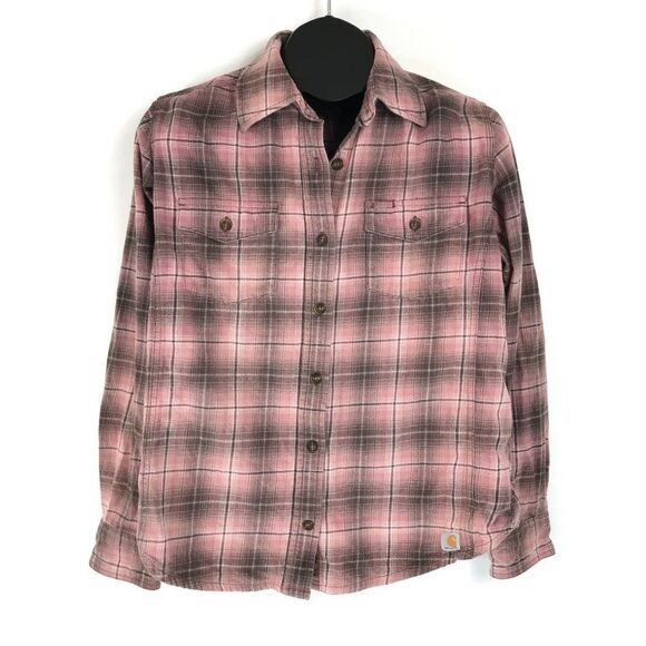 Carhartt Tops - Carhartt Plaid Button Down Shirt Women's Medium Cotton Blend Pockets Workwear